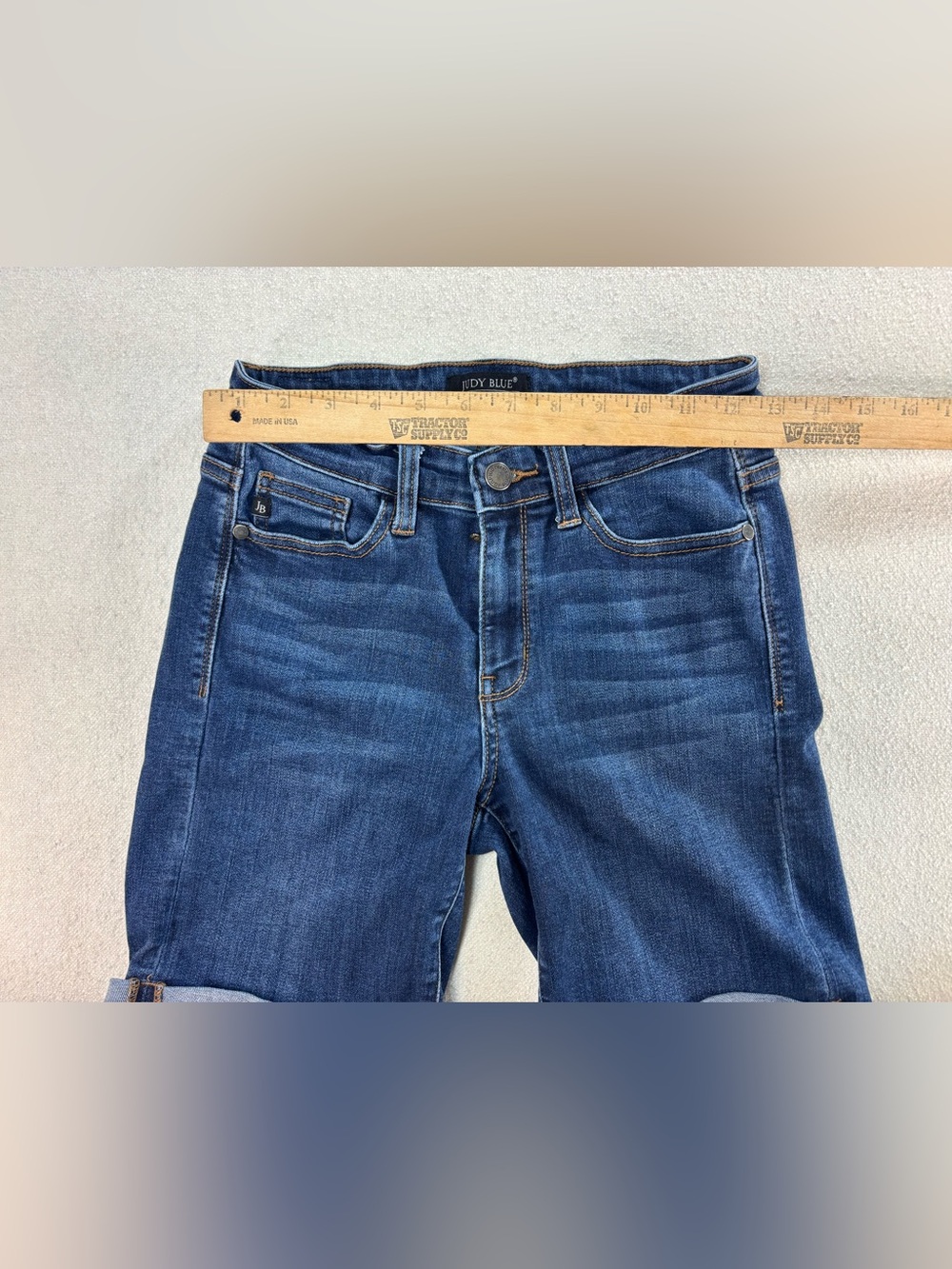Judy Blue Bermuda Jean Shorts Womens Small Dark Wash Mid Rise Stretch Cuffed - Picture 4 of 7
